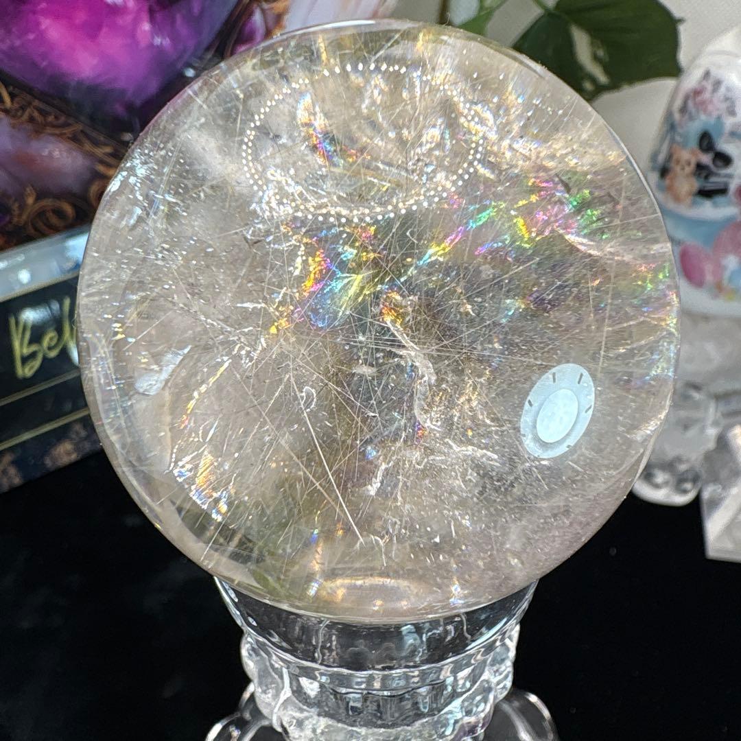 高品質 シルバーゴールドルチルクォーツスフィアNo.2638