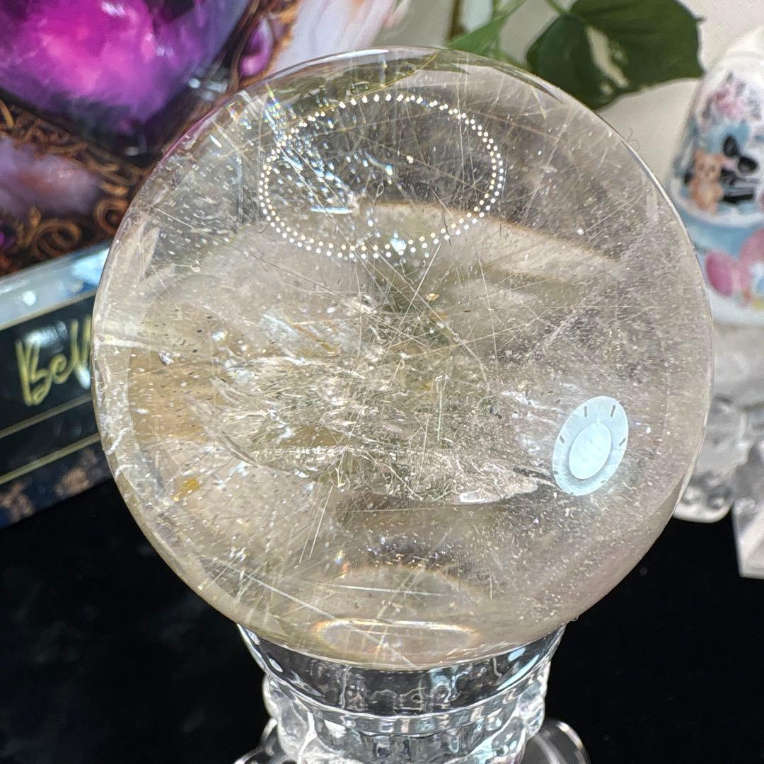 高品質 シルバーゴールドルチルクォーツスフィアNo.2638