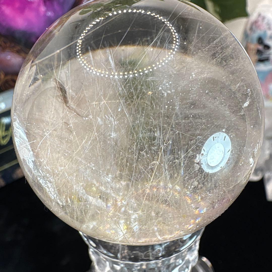 高品質 シルバーゴールドルチルクォーツスフィアNo.2638