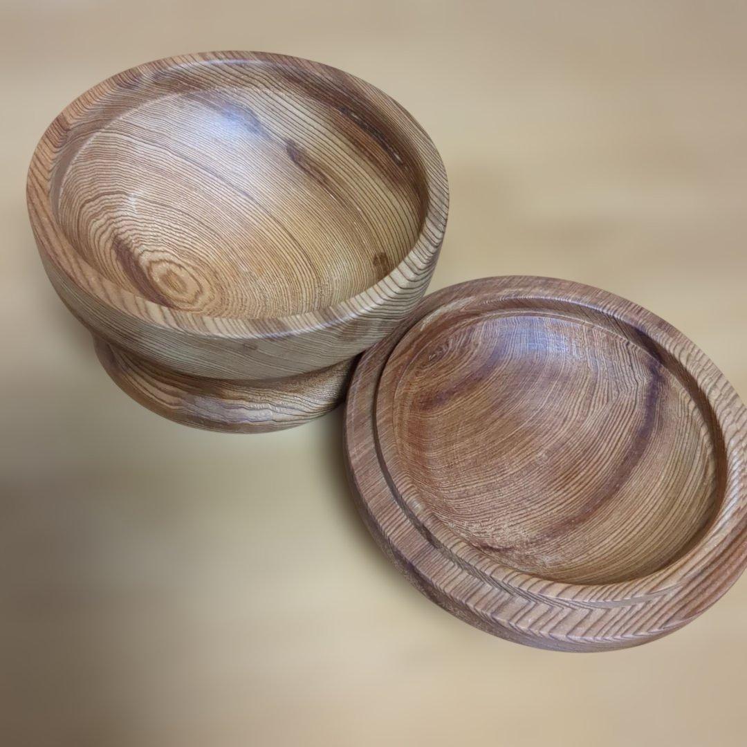 屋久杉高台付き小物入れ　手作り木工