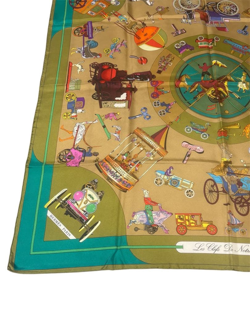 【希少品】エルメス カレ90 子供時代の鍵 シルク100 スカーフ