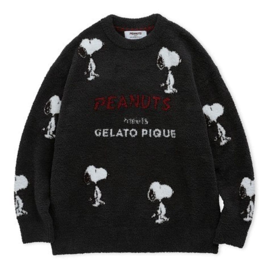 新品　ジェラートピケ【PEANUTS】総柄ジャガードプルオーバー　スヌーピー