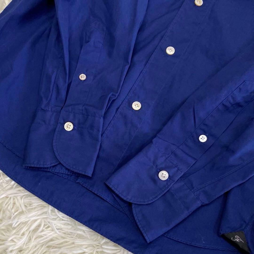 【未使用•タグ付✨】フィナモレ アルモ生地 長袖 カッタウェイシャツ 青 M