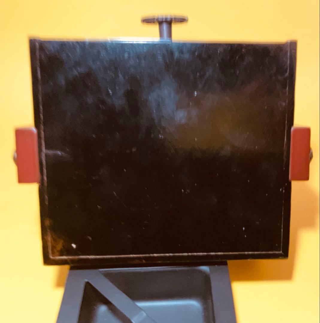 持ち手付き灰皿　昭和レトロ　木製　手提灰皿　引き出し付き　鎌倉彫り　ビンテージ