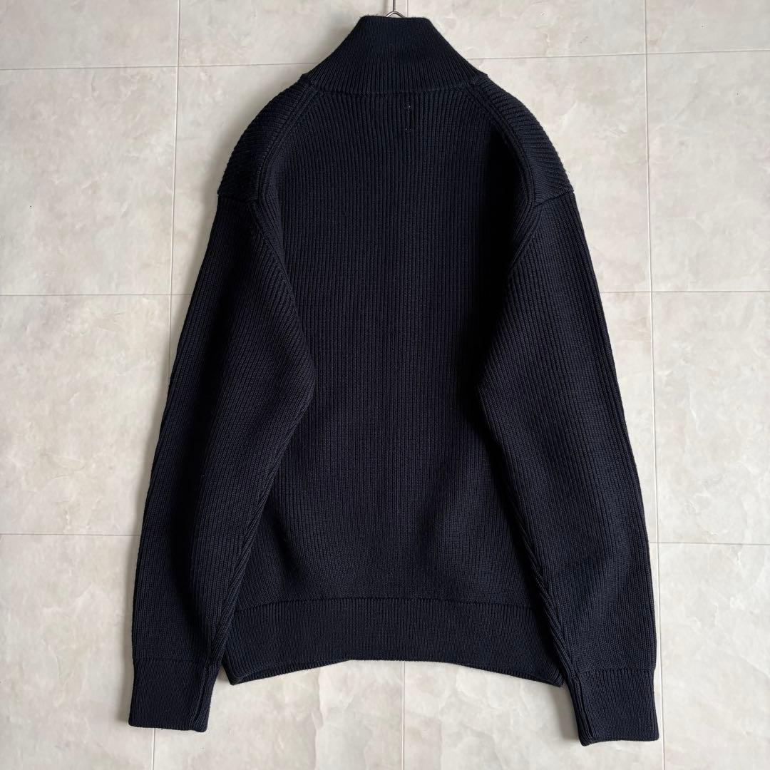 美品✨ ZARA ORIGINS ドライバーズニット 紺 L リブ ダブルジップ