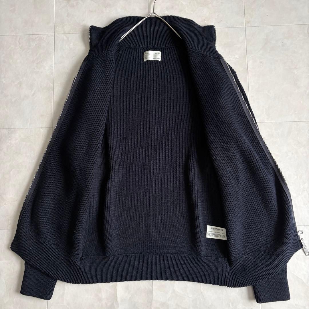 美品✨ ZARA ORIGINS ドライバーズニット 紺 L リブ ダブルジップ