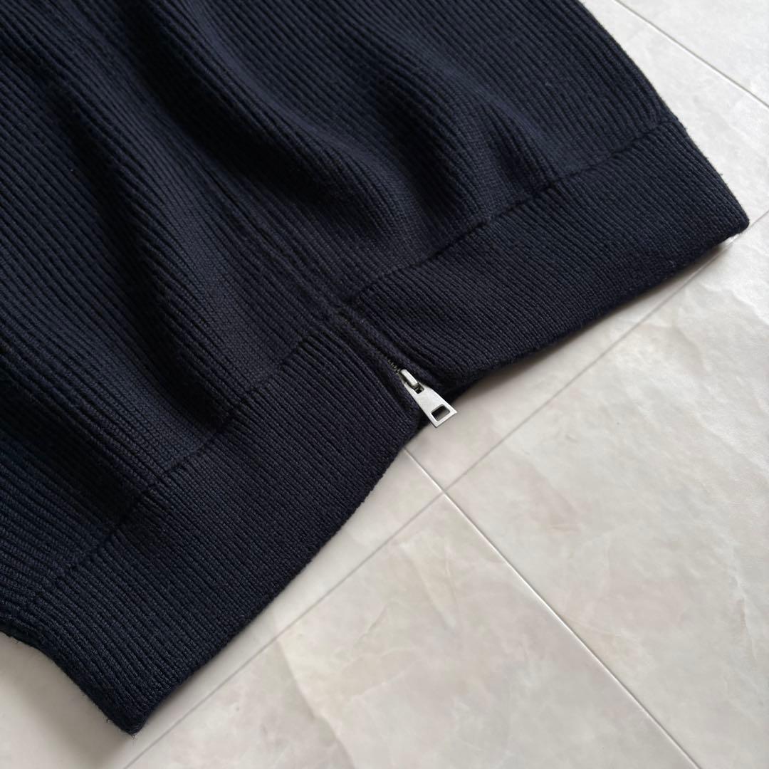 美品✨ ZARA ORIGINS ドライバーズニット 紺 L リブ ダブルジップ