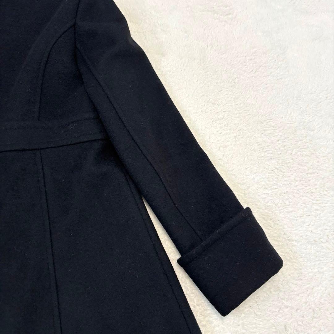 ブルーレーベルクレストブリッジ ダブルブレスト チェック ロングコート ブラック