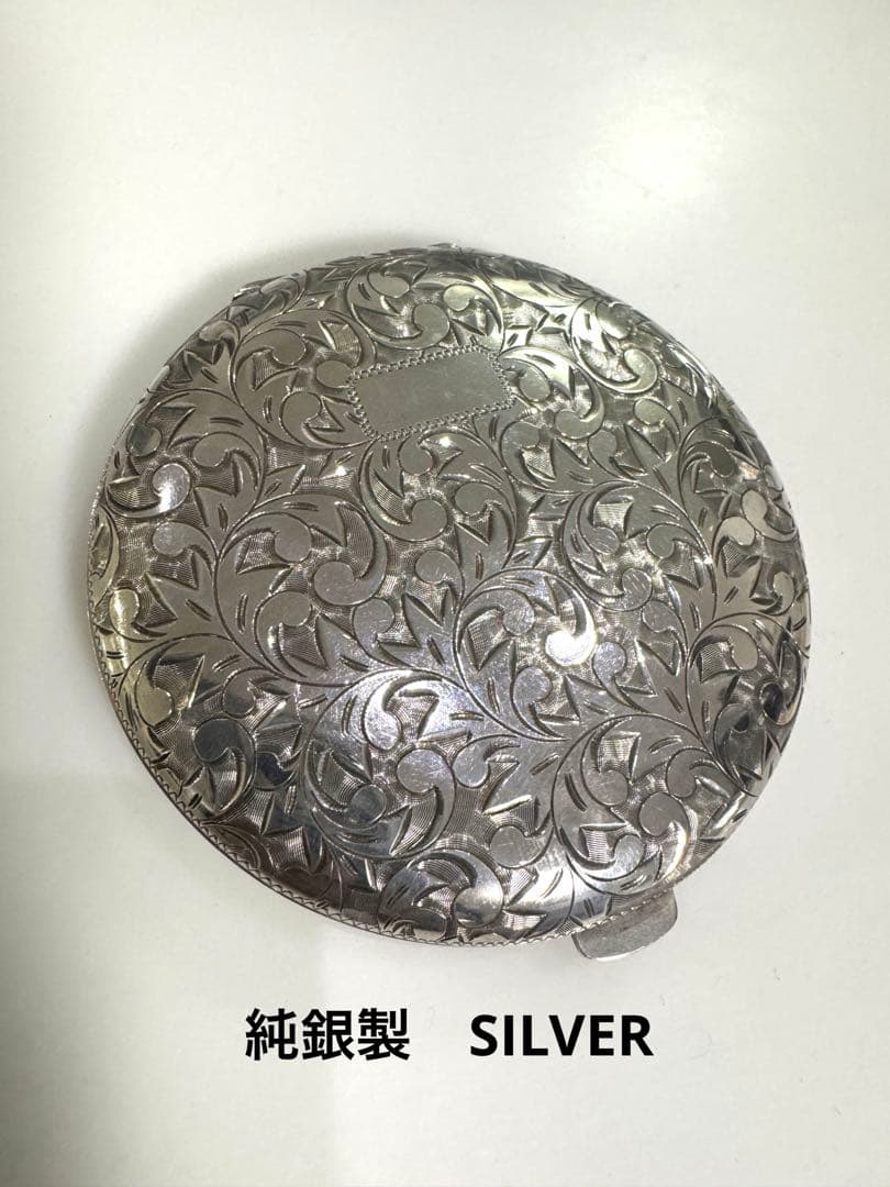 アンティーク 純銀 silver コンパクト ミラー　手鏡
