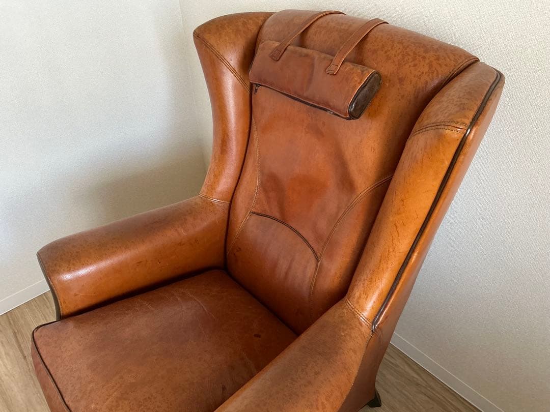 アンティーク家具 1人掛けソファ デンマーク製 本革 ハイバック