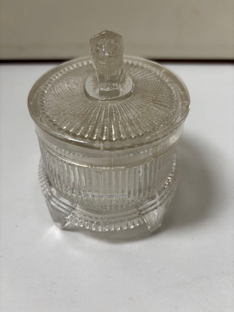 和硝子　ライオンの飾り　菓子瓶　あめや瓶　昭和レトロ　　希少