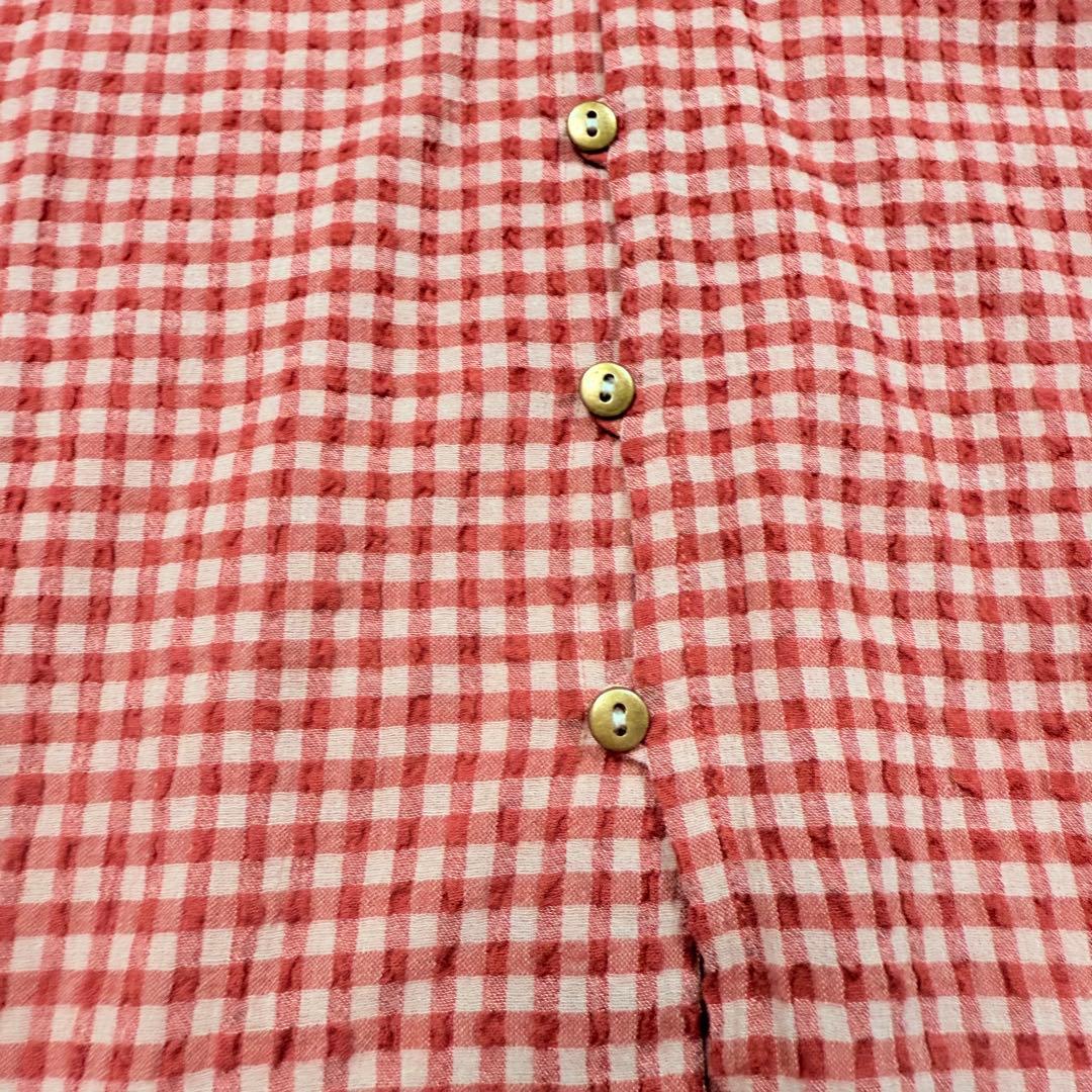 美品✨ヨーガンレール　綿ちぢみギンガムチェックブラウス　ババグーリ　日本製