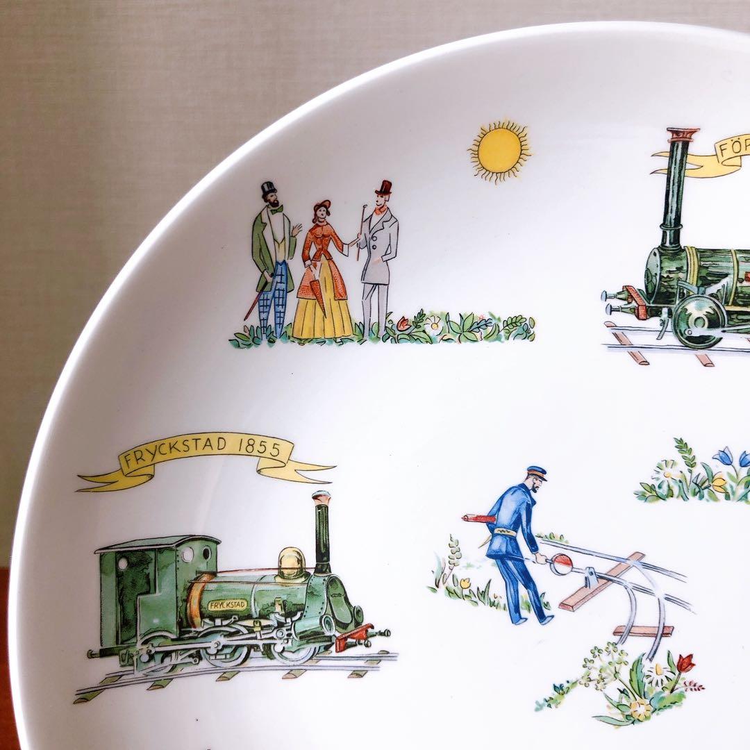 【超稀少】Gustavsberg(グスタフスベリ)　汽車　絵皿　プレート21cm