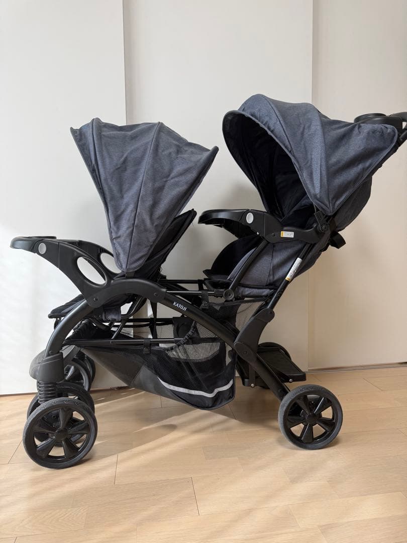 【付属品完備】カトージ ベビーカー 二人でゴーDX デニム｜送料込