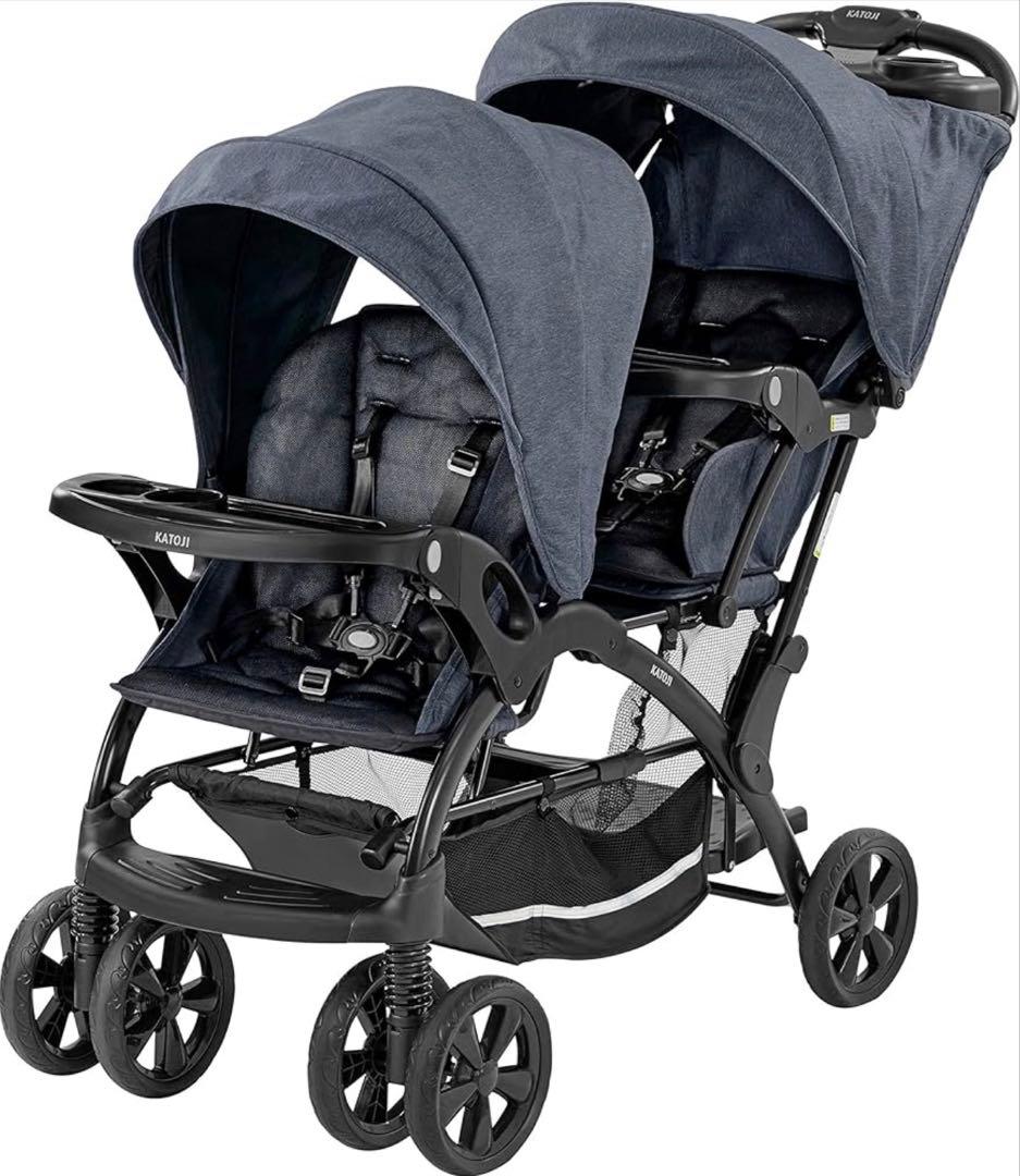 【付属品完備】カトージ ベビーカー 二人でゴーDX デニム｜送料込