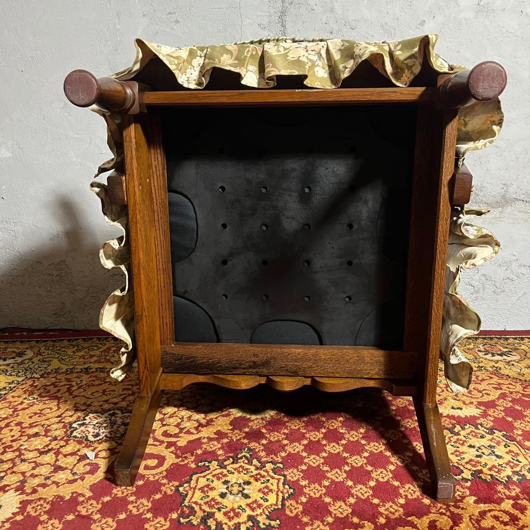 【キツツキ】ラウンジチェア 1人掛け 花柄クッション付き ヴィンテージ ソファ②