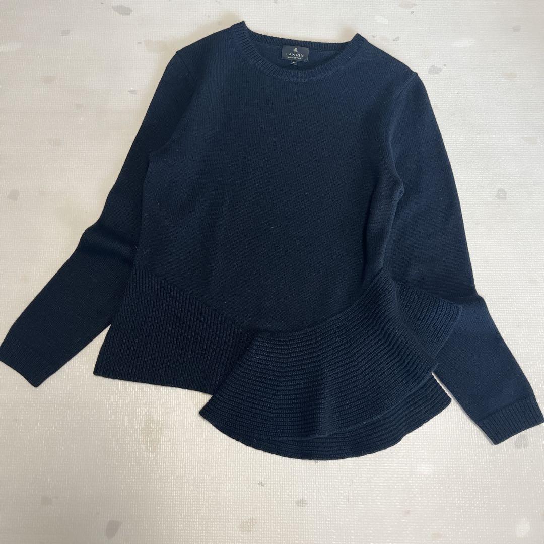 ランバンコレクション　ニット　プルオーバー　シルク　アルパカ　ブラック　40