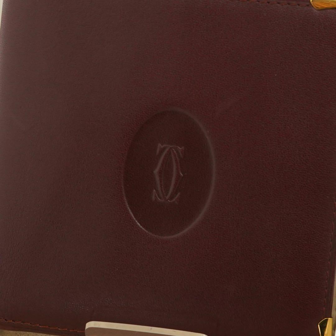 ✨極上美品・付属品完備✨　カルティエ　二つ折り　マストライン　レザー　ボルドー