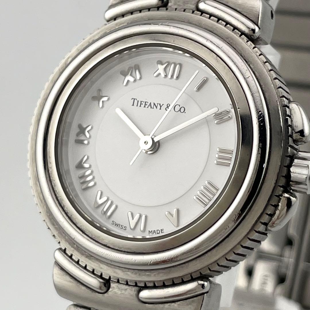 ティファニー　インタリオ　腕時計　ロゴ　ホワイト　ローマン　レディース
