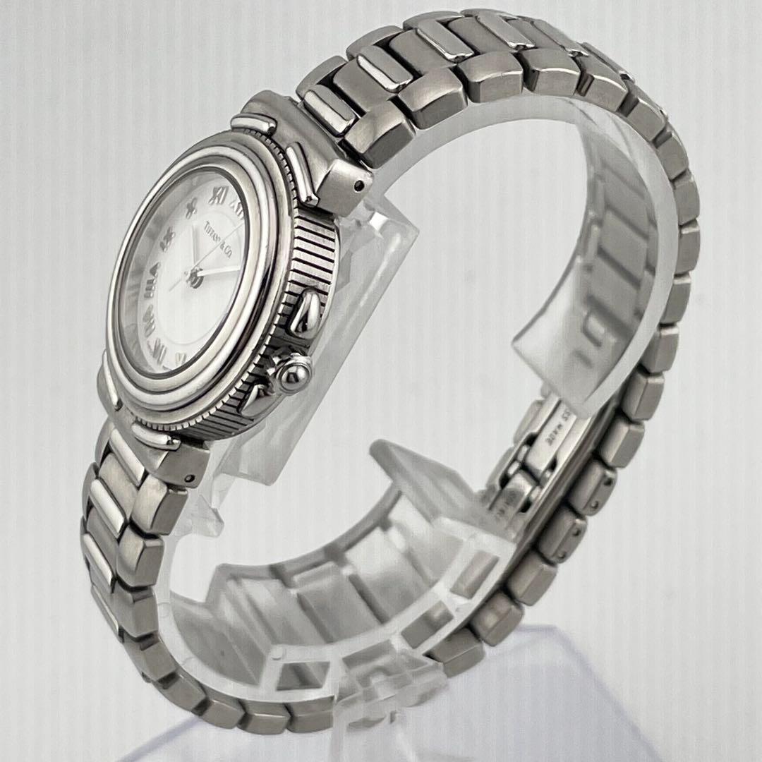 ティファニー　インタリオ　腕時計　ロゴ　ホワイト　ローマン　レディース