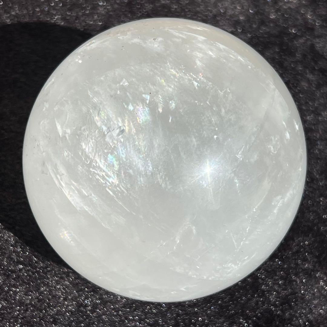 ✳️超美白大宝珠✨美しいレインボー✨極上 ホワイトカルサイト 丸玉 天然石 他1点