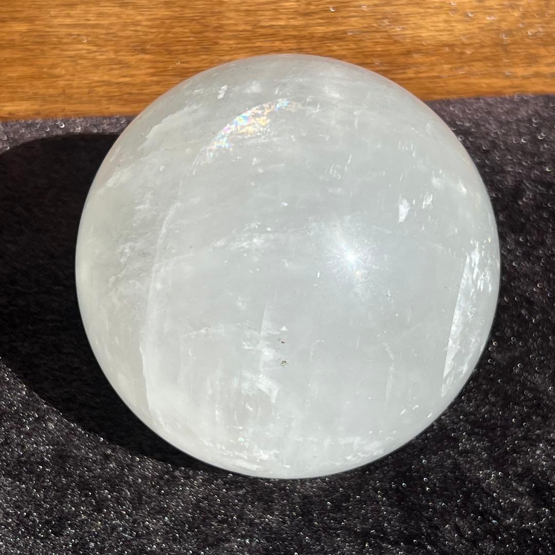✳️超美白大宝珠✨美しいレインボー✨極上 ホワイトカルサイト 丸玉 天然石 他1点