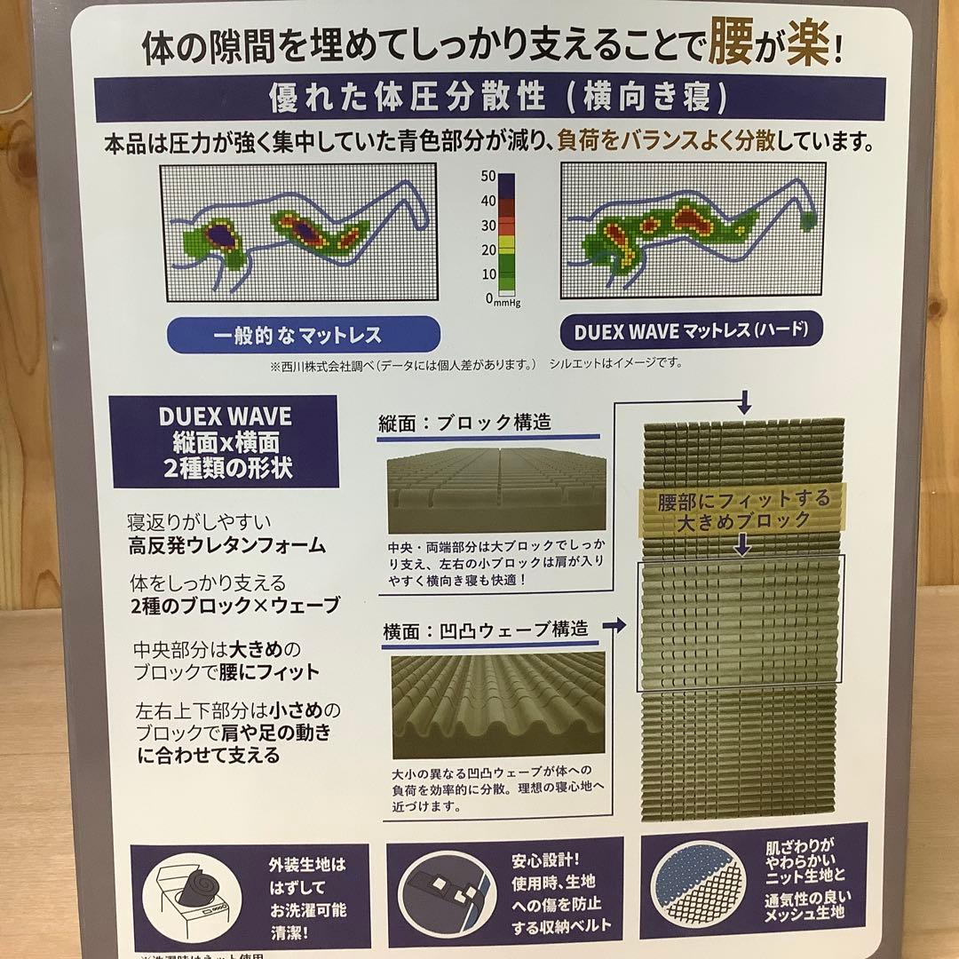 西川 高反発 敷布団 マットレス Duex Wave シングル　※392