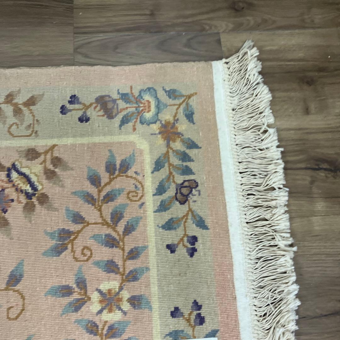 A-1 高級段通 花柄 絨毯 玄関マット 中国段通 JCCP 名工作品 敷物緞通