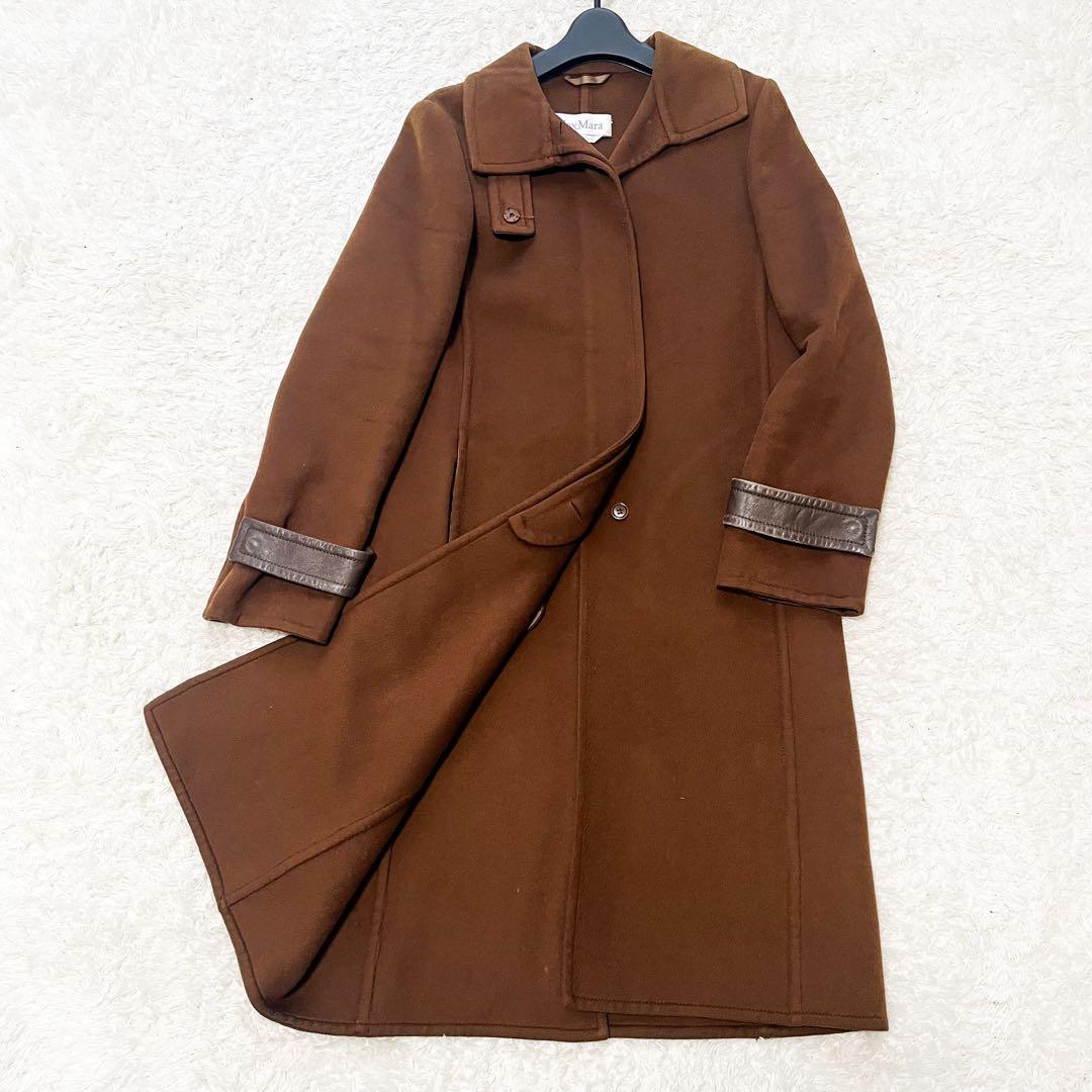 白タグ マックスマーラ ダブルフェイス ロングコート カシミヤ100 ブラウン