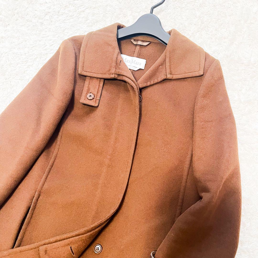 白タグ マックスマーラ ダブルフェイス ロングコート カシミヤ100 ブラウン