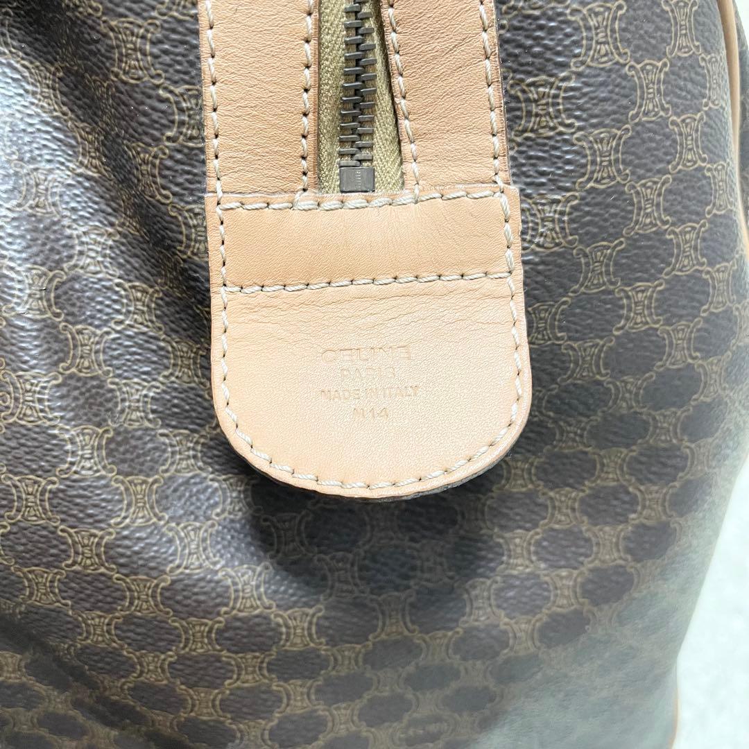 【特大容量/美品】セリーヌ　ボストンバッグ　マカダム　レザー　ゴールド金具