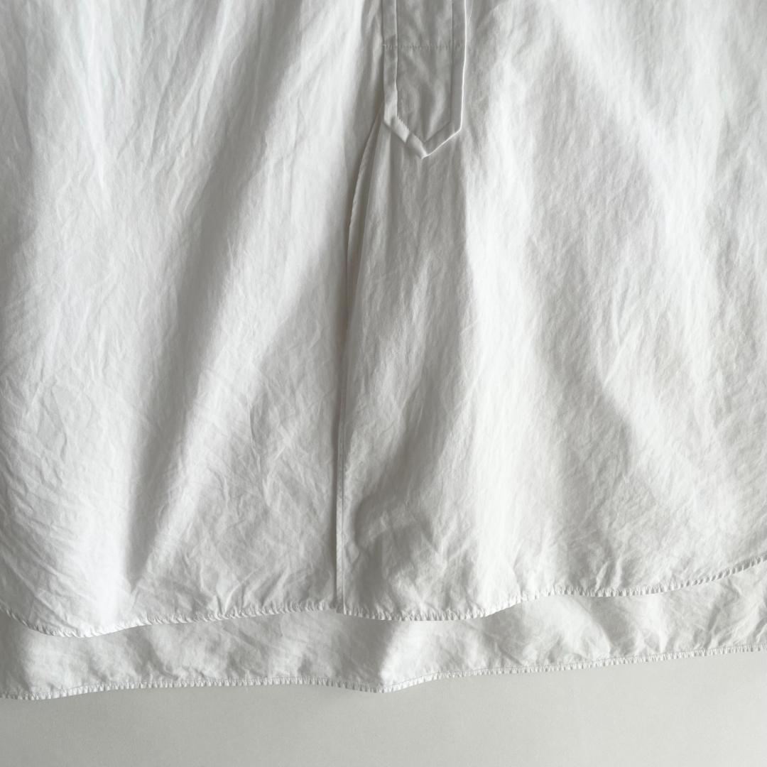 美品 COMOLI (q) コモリ バンドカラーシャツ ワイド オーバー 白