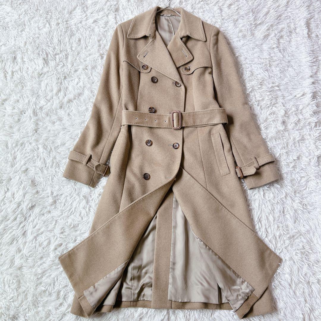 美品 アナイ カシミヤ100% ダブル トレンチコート ロング丈 36 キャメル