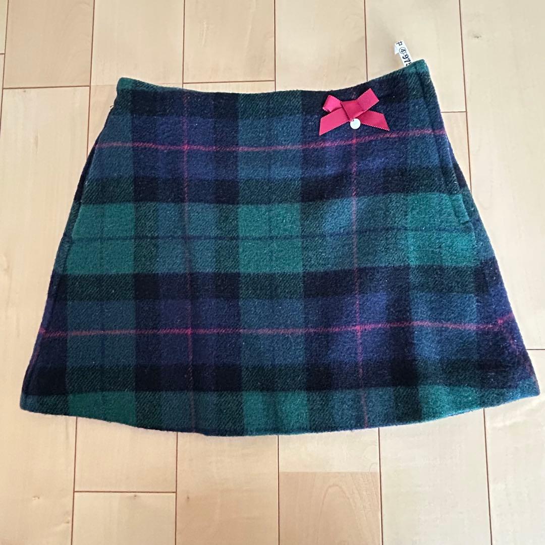 えり　美品　チェック柄スカート　タートル140 タイツ　セット
