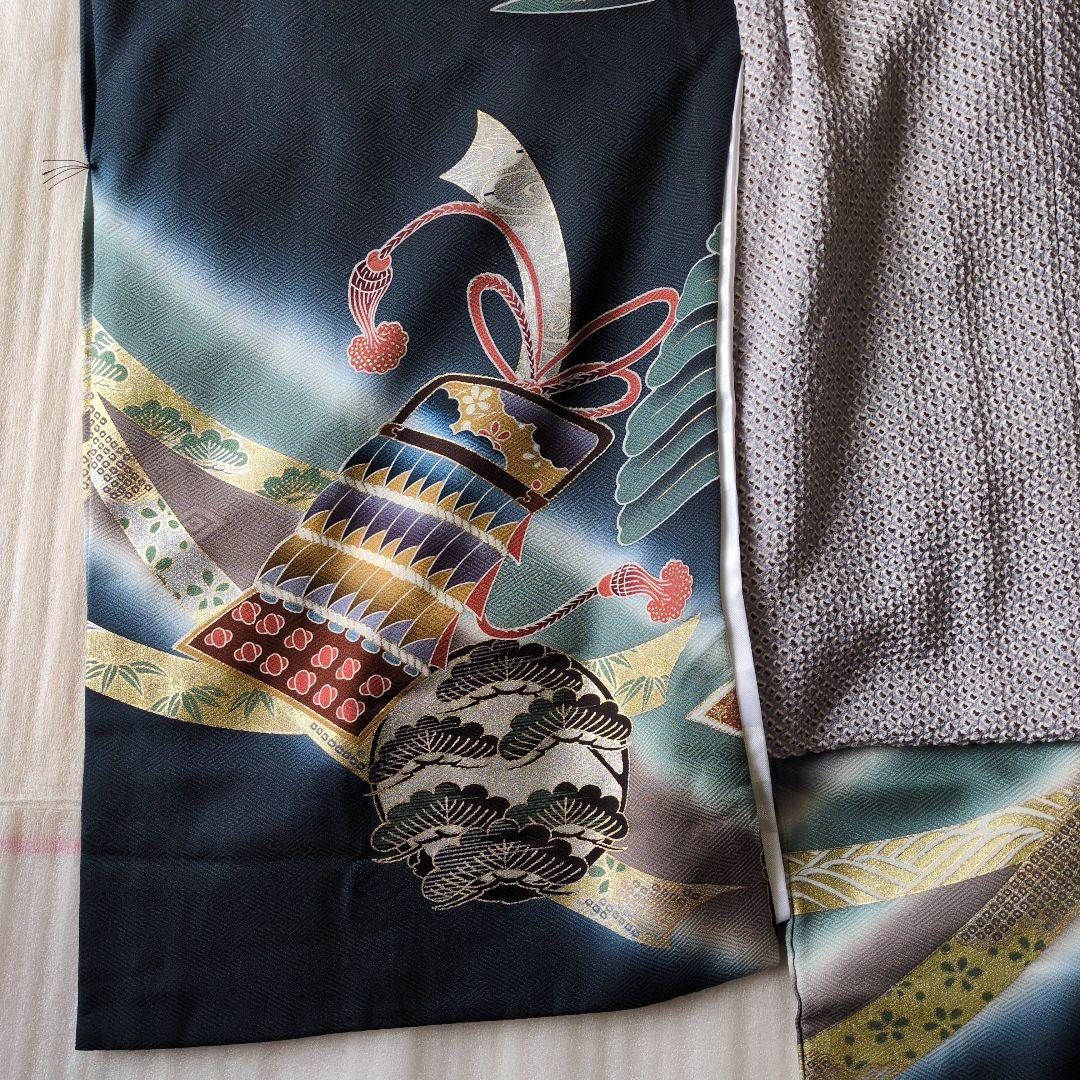 七五三３歳男の子お着物と正絹総絞り手縫いの被布（長襦袢付き）