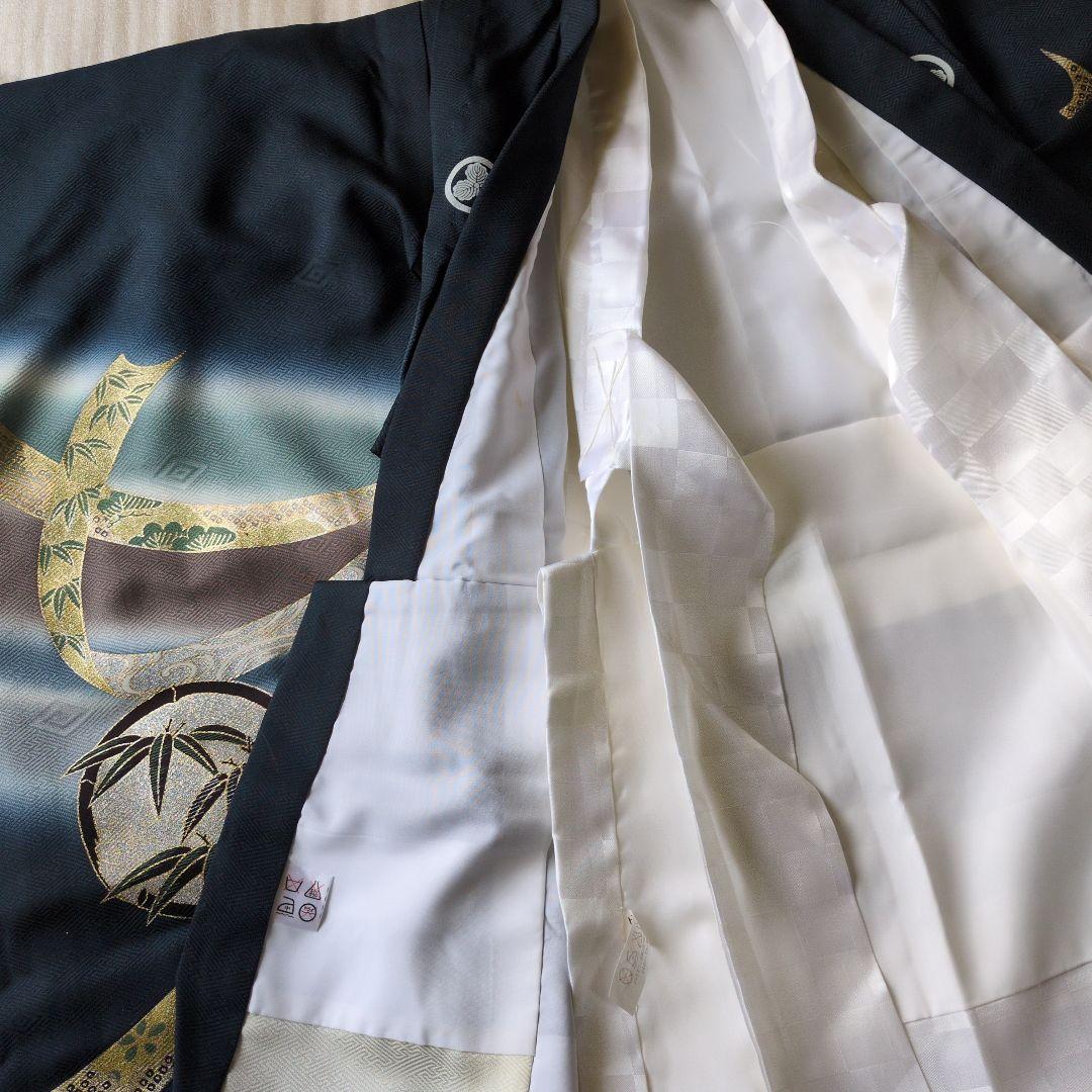 七五三３歳男の子お着物と正絹総絞り手縫いの被布（長襦袢付き）