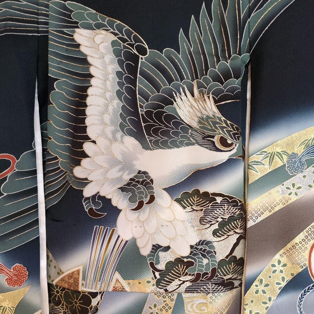 七五三３歳男の子お着物と正絹総絞り手縫いの被布（長襦袢付き）