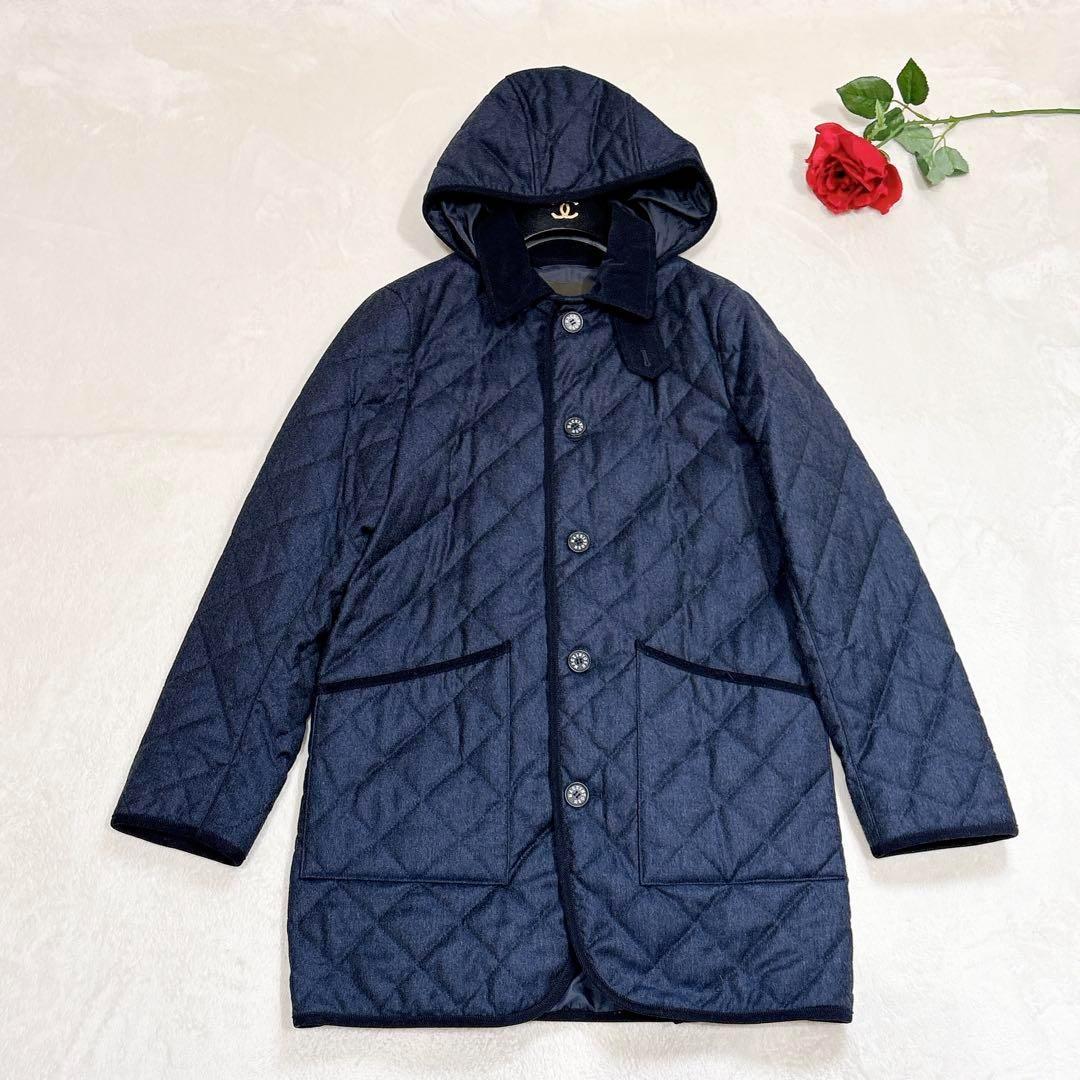 しゅん✨　マッキントッシュ　ロンドン　ロング　コート　フーデッド　ネイビー