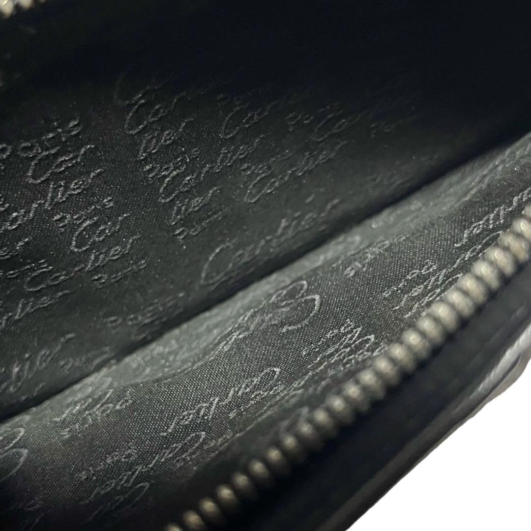 カルティエ Cartier 二つ折り 長財布 レザー 革 ブラック 黒