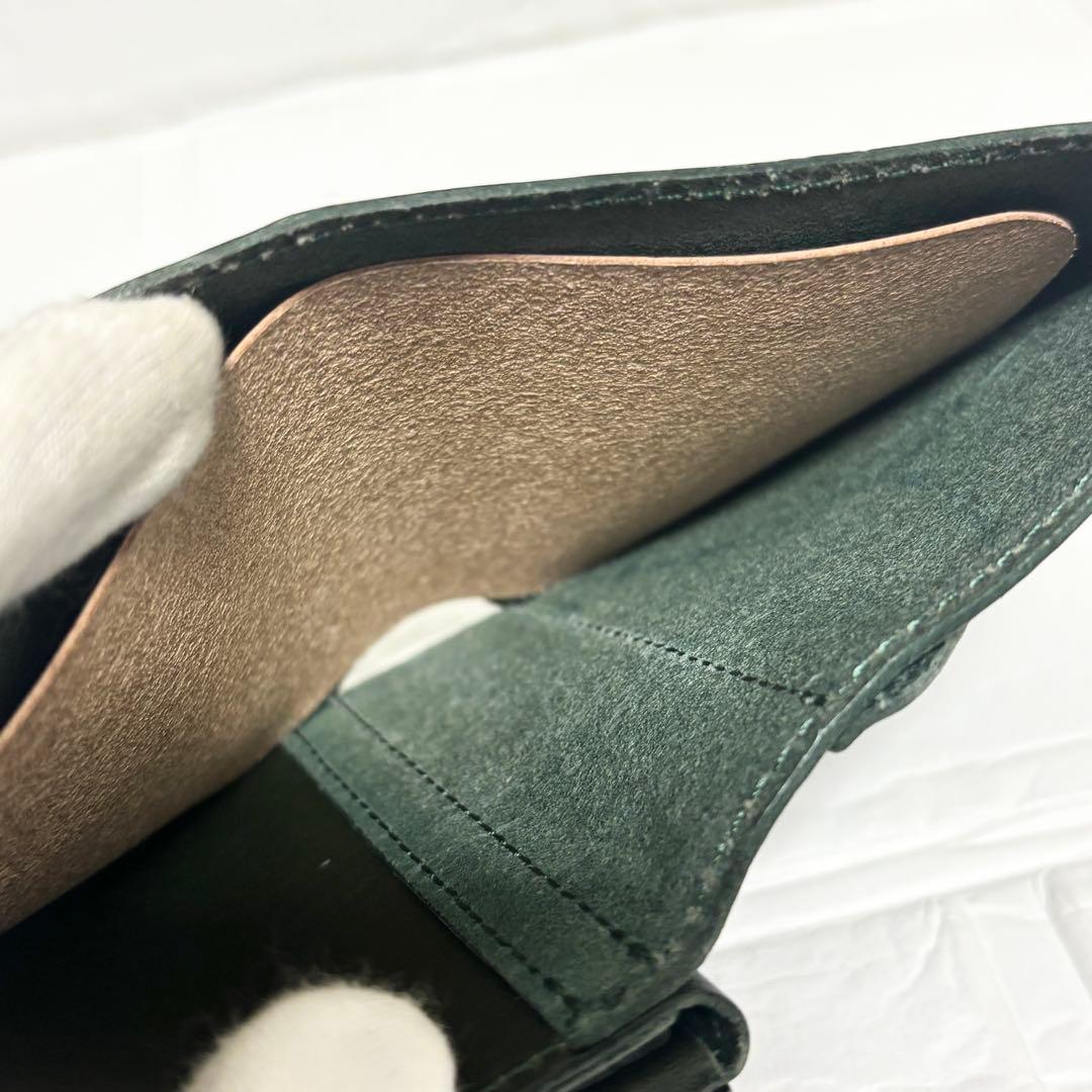 【美品】ビアベリー 財布　ハッチバック　グリーン　コンパクト　二つ折り
