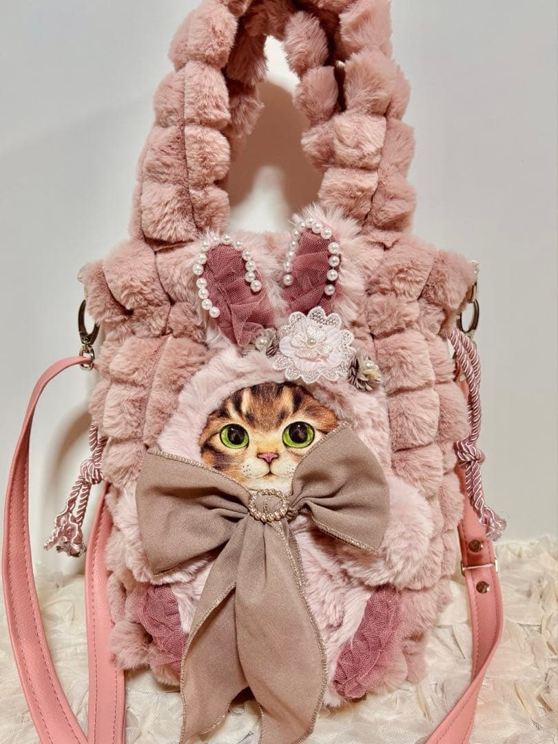 コヤンイサムチョン　ピンクファー巾着バッグ　ショルダーバッグ