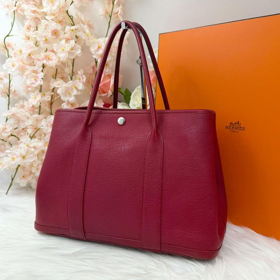 【美品】HERMES ガーデンパーティPM ルージュピマン ネゴンダ □Q 刻印