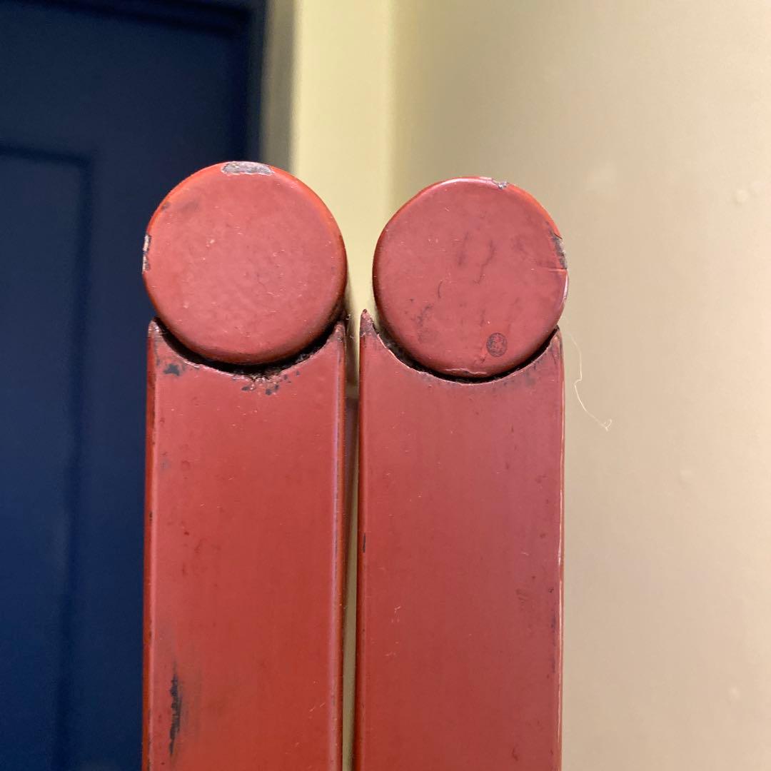 朱色の木製衣桁　高さ152 幅154 （たのメル便8600円送料込み）