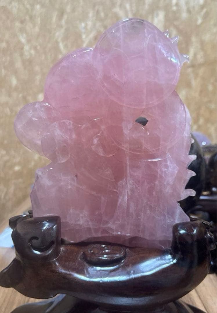 ローズクォーツ 龍 彫刻 置物 天然石 ドラゴン 開運