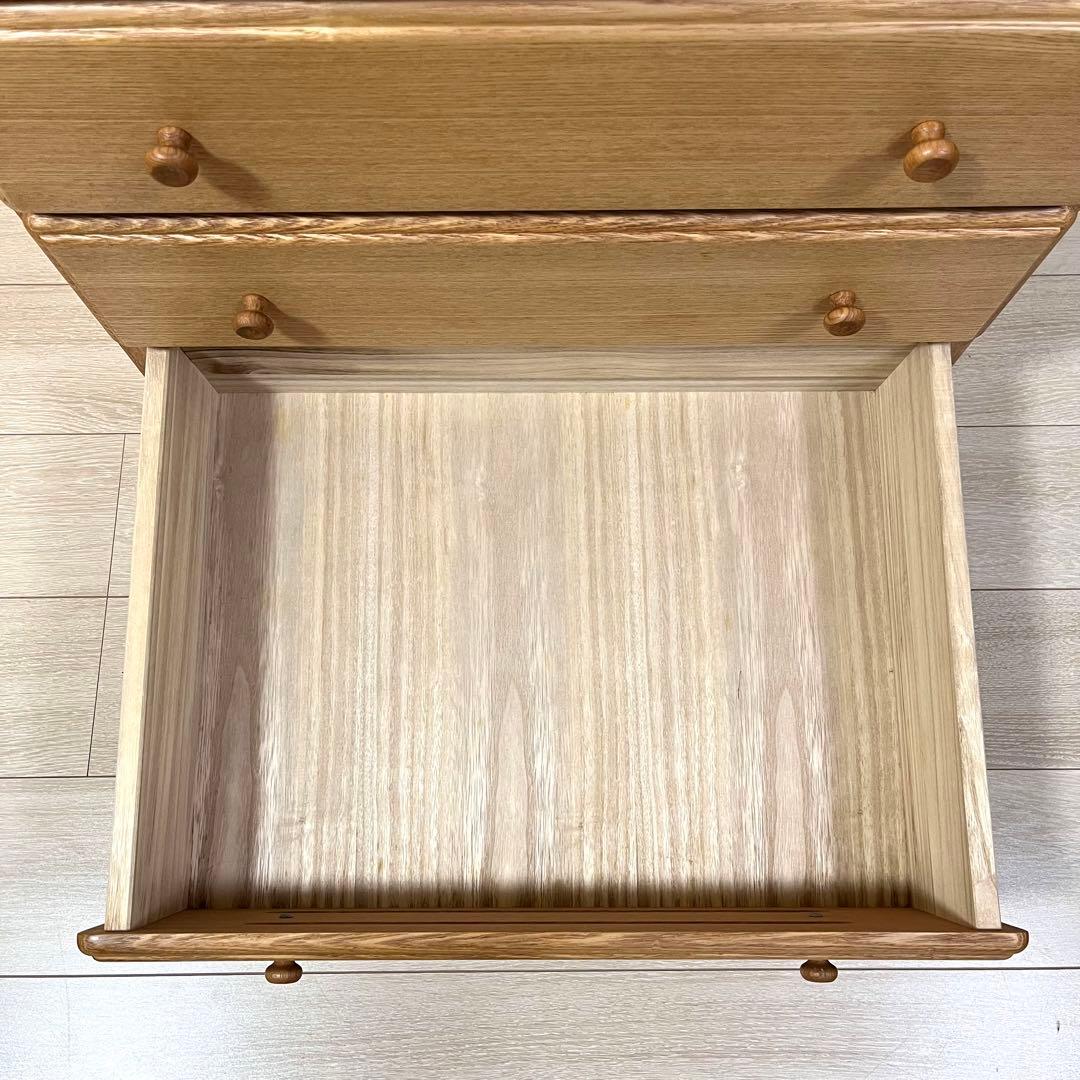 ち06【美品】起立木工 天然木タモ材 チェスト 5段 国産家具 収納タンス