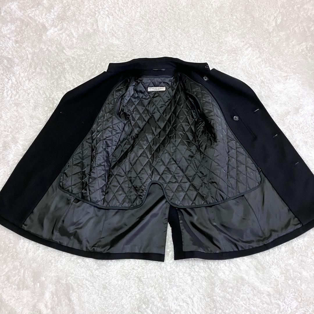 美品 キャサリンハムネット トレンチコート ウール ライナー ブラック XL