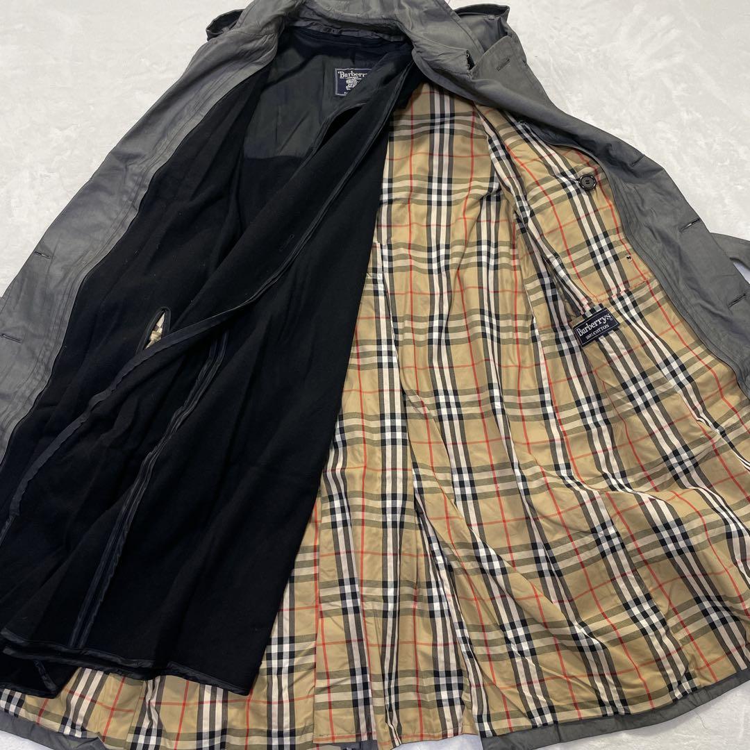 バーバリープローサム英国製トレンチコートヴィンテージグレーライナー付チェック