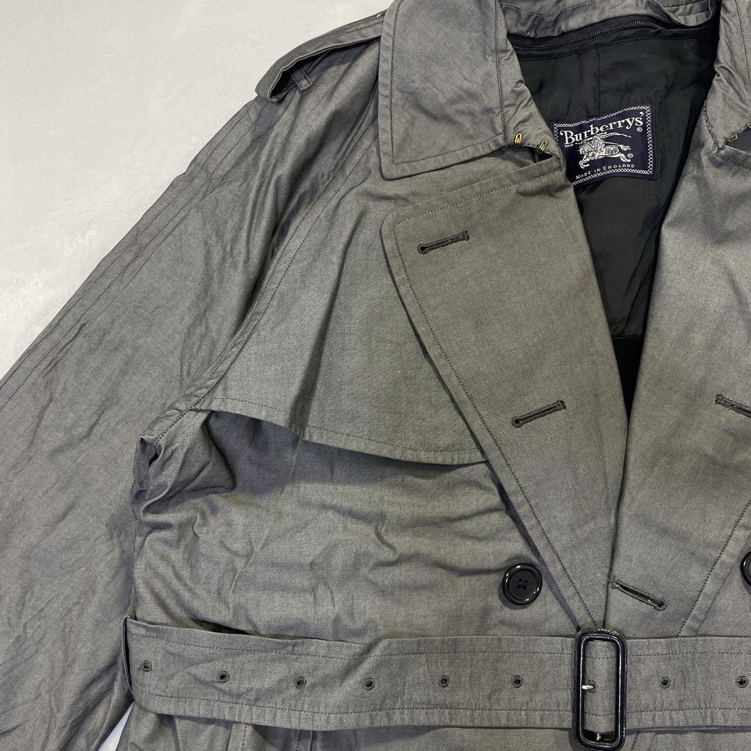 バーバリープローサム英国製トレンチコートヴィンテージグレーライナー付チェック