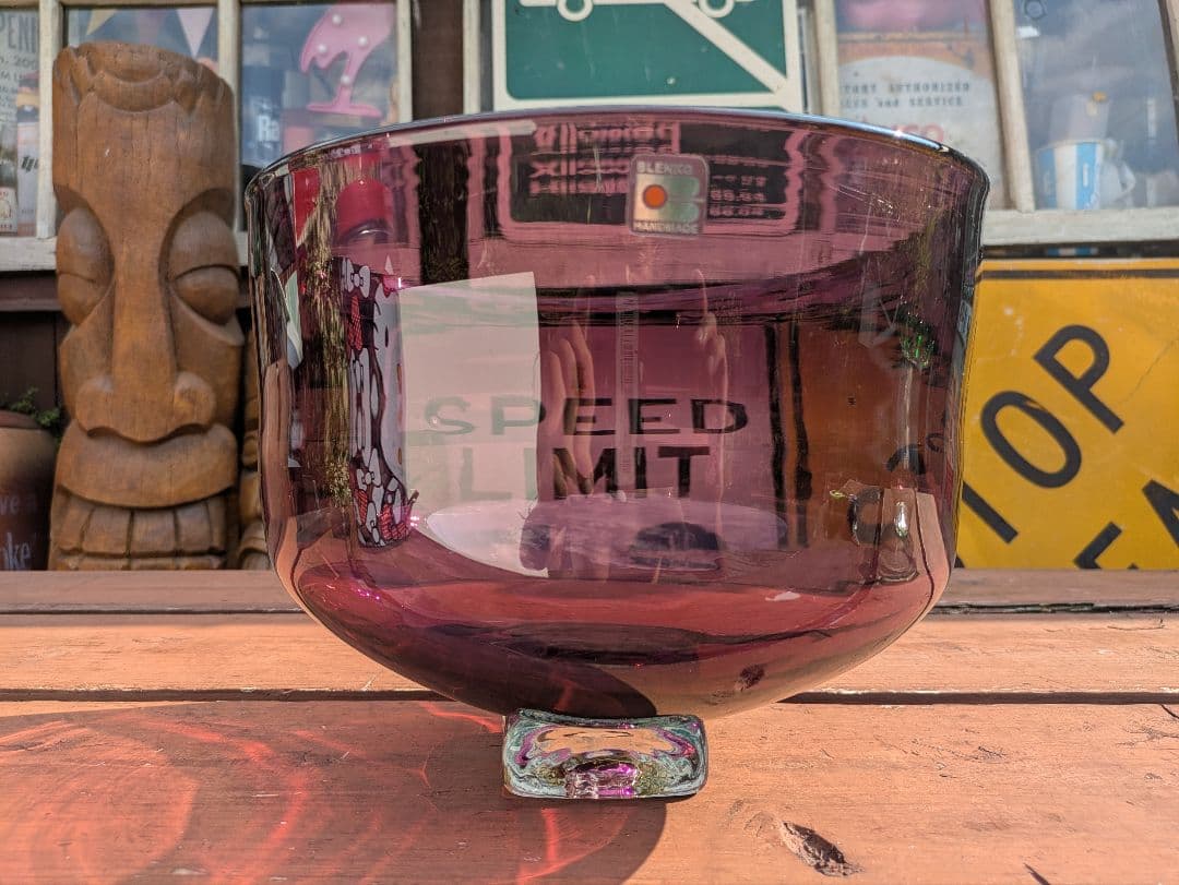 希少なヴィンテージ BLENKO ブレンコガラス　USA製　希少なアメジスト色