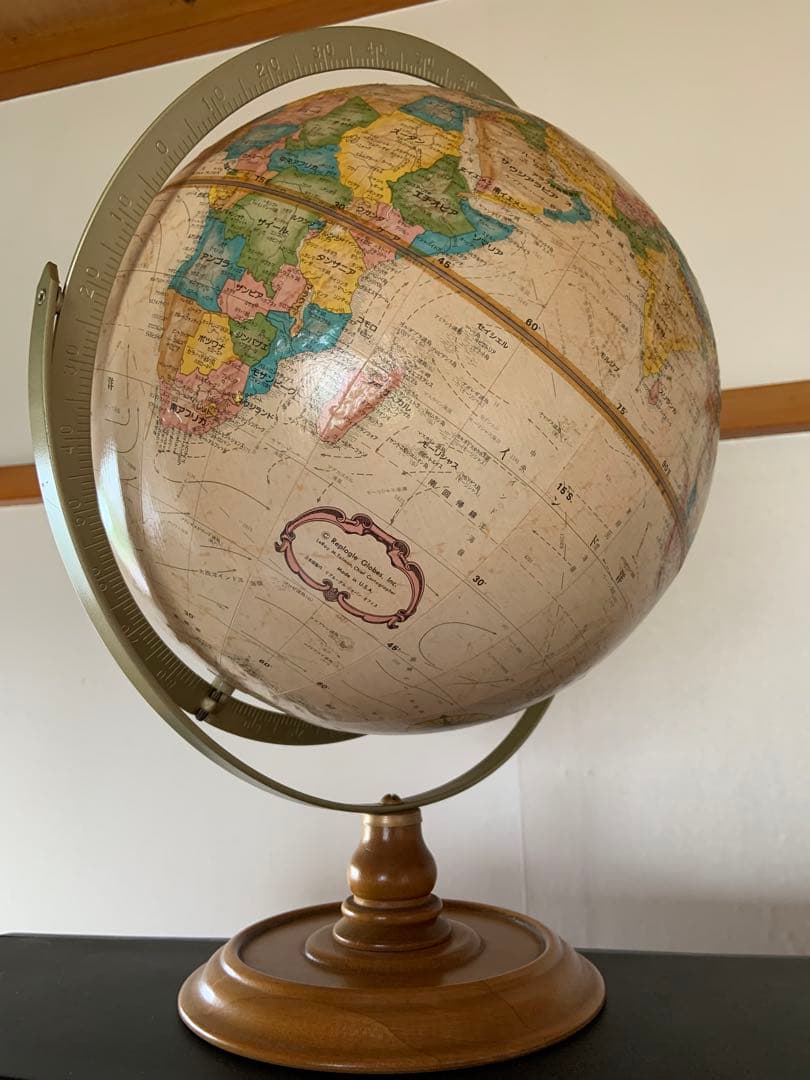 Replogle 地球儀 1970〜80年代製 アメリカ製 日本語表記 木製台座